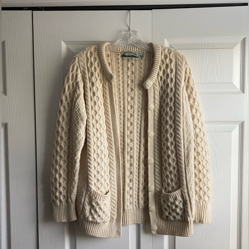 Aran Crafts Wool Cardigan Sweater